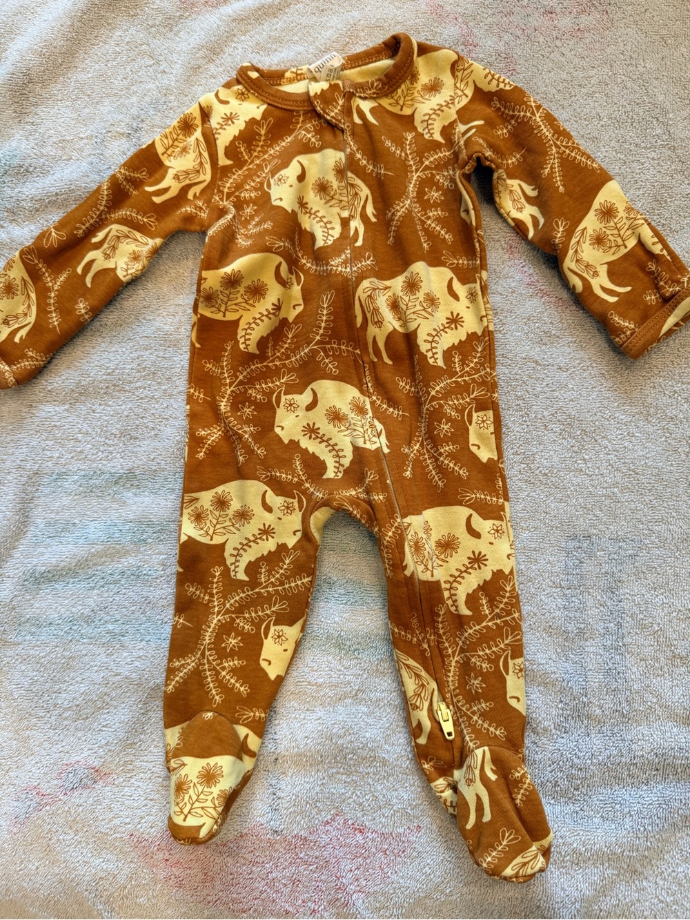 kate quinn Brown and Cream Buffalo Print Footed One-Piece